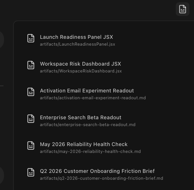 Agent presenting a custom React component inside the Cowork artifact panel.